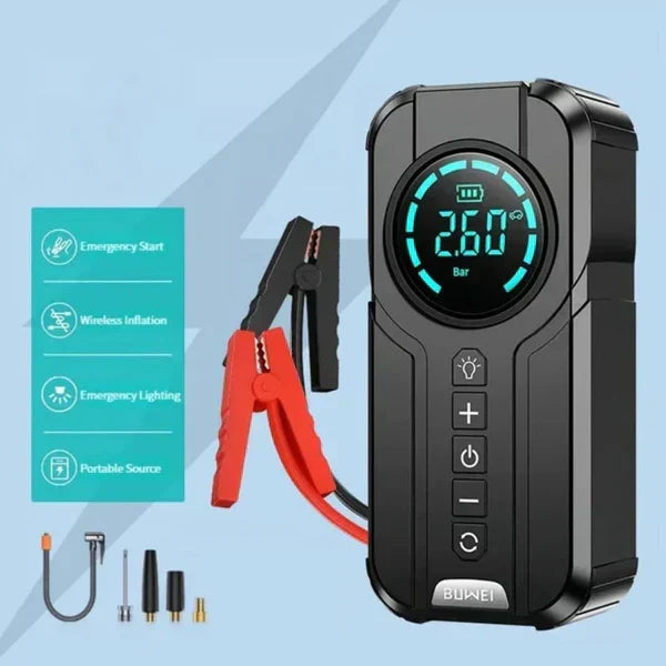 Jump Starter With Air Pump هيكساليفينغ™ جهاز تشغيل البطارية مع منفاخ هواء